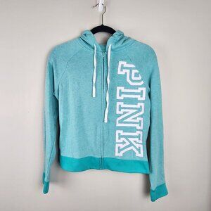 Victoria's Secret PINK teal zip up hoodie sz XS